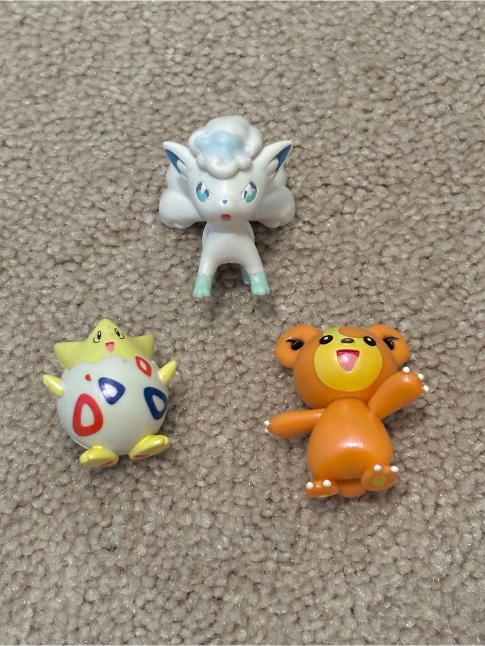 Pokémon Battle Figures Teddiursa Togepi Alolan Vulpix Jazwares 2” Toy Lot Set
